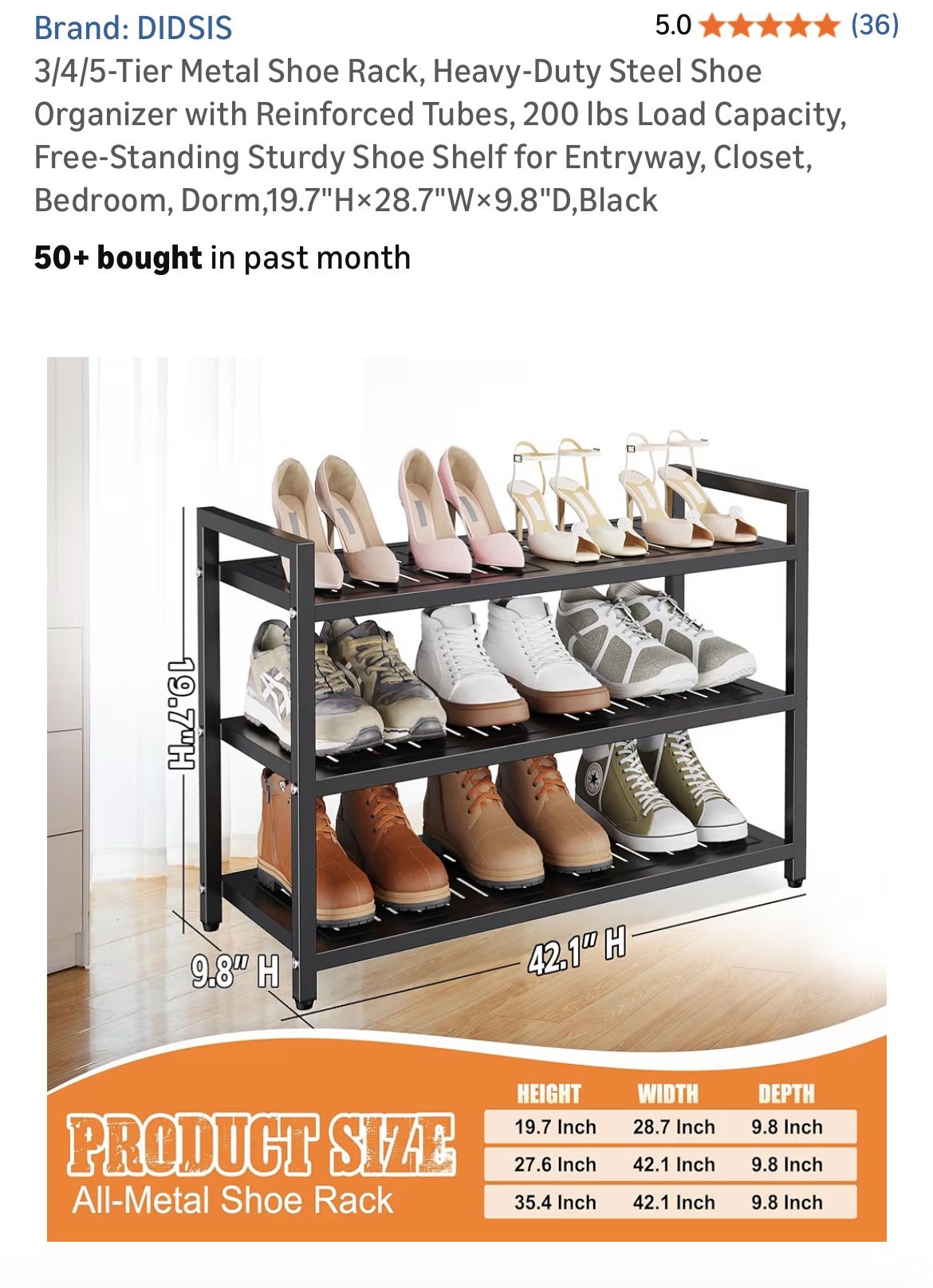 Brand New : 3Tier Metal Shoe Rack