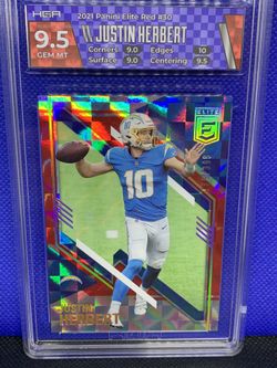 2021 Elite Justin Herbert Red Checkered HGA 9.5 Graded Card Slab Custom