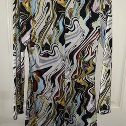 Psychedelic Marble Print Mock Zip Up Short Romper