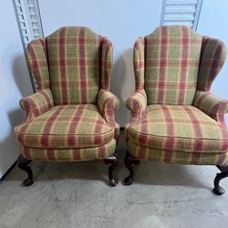 Pair of Charles Stewart Queen Anne Wing Chairs Great Condition
