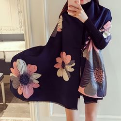 Elegant Cashmere Jacquard Floral Design Thick Soft Warm Winter Shawl 