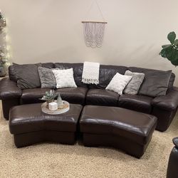 Bassett Leather Couch Sectional 