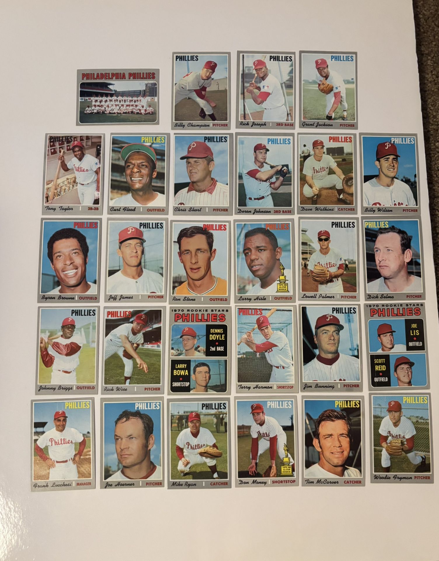1970 Topps Baseball Card PHILADELPHIA PHILLIES Team Set Of 28 Cards