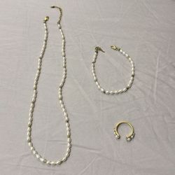 Missoma Pearls Necklace Bracelet & Ring Set