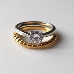Gold & Silver Wedding Ring Set 
