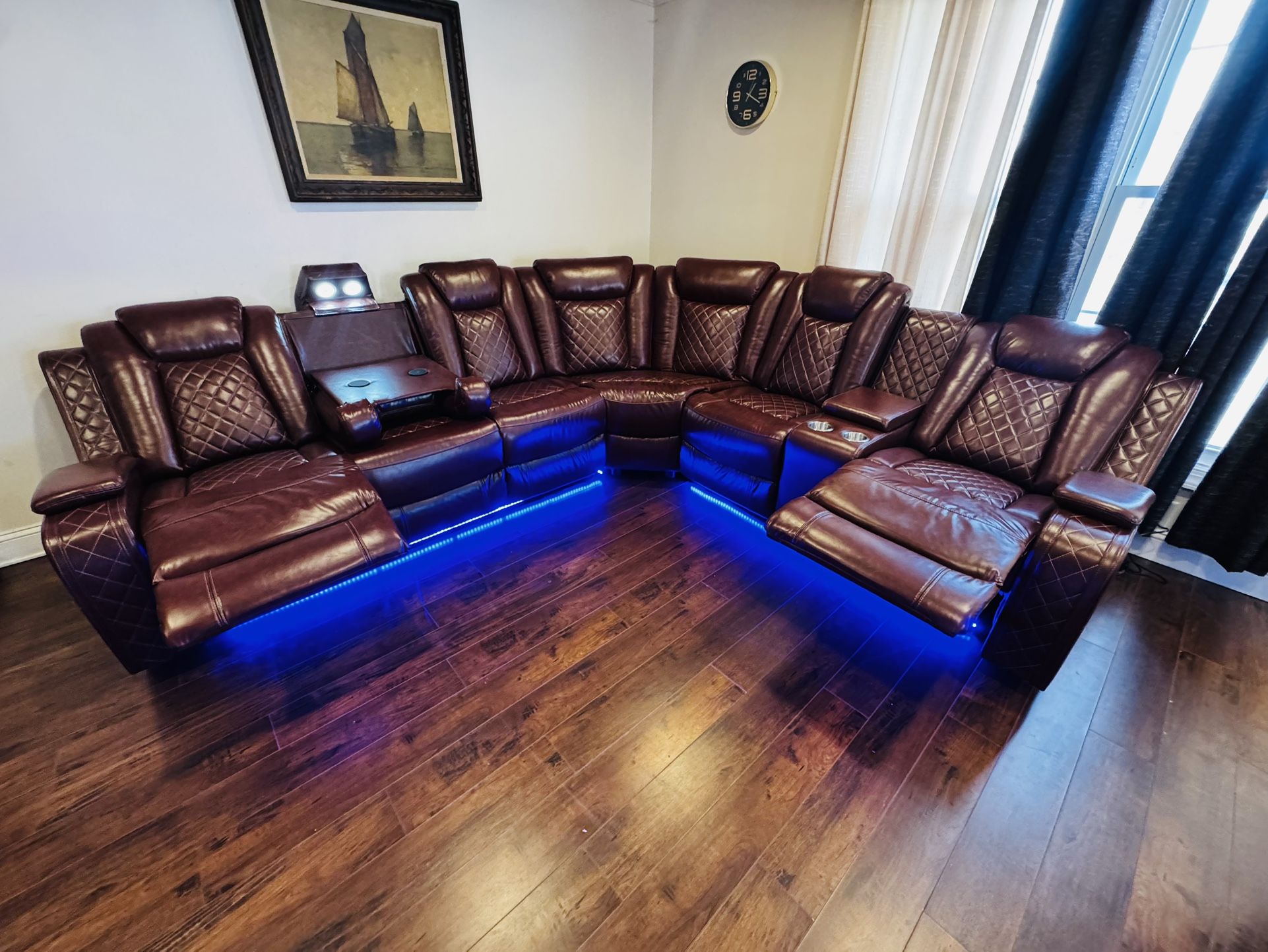 FREE DELIVERY 🚚 AND INSTALLATION - BRAND NEW 🆕 IN 📦 BROWN LEATHER POWER RECLINER 3-PCs SECTIONAL