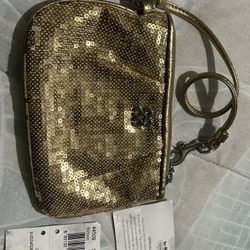 NWT COACH Gold Sequins Evening Universal Small Wristlet NEW 44509 
