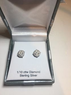 Diamond 1/10 Carat Sterling Earrings