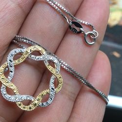 10K White And Rose Gold Infinity Love Pendant 