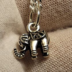 .925 Elephant Pendant / Charm Solid Sterling Silver Stamped 