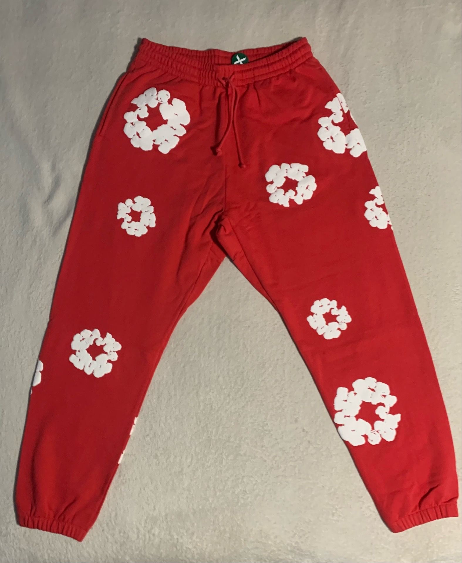 100% Authentic StockX Verified Denim Tears The Cotton Wreath Sweatpant Red Size Large