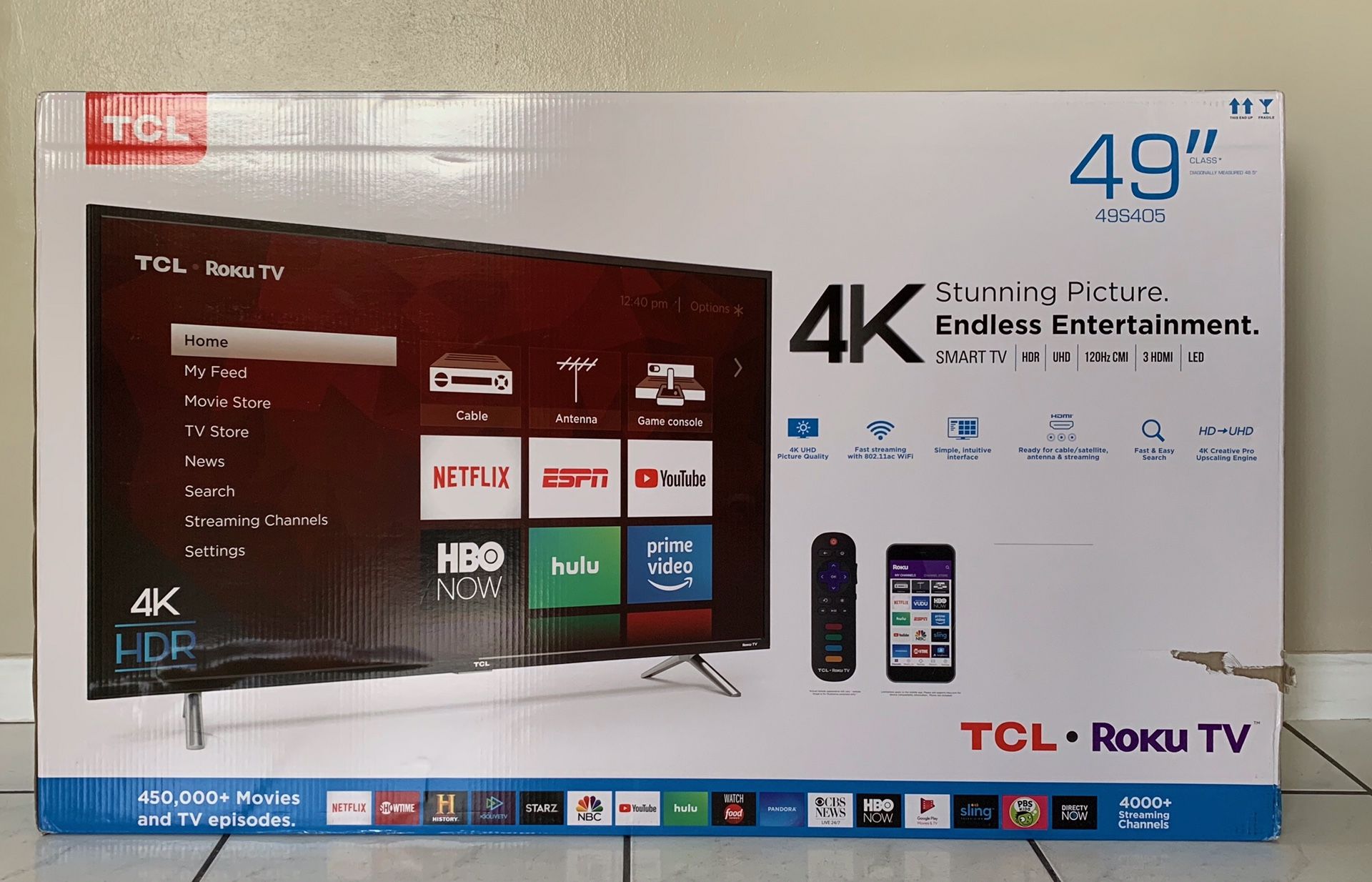 TCL 49” 4K UHD Smart TV with Roku