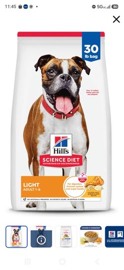 Science diet light dog food  1-6 years 30 pound bag