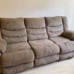 Brown Reclining Sofa + Matching Recliner Chair – Moving Sale – Must Go ASAP