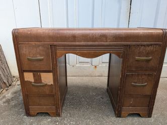 Vintage wood desk with 4 drawers