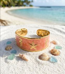 Lovely Dark Pink & Gold Beachy Bracelet