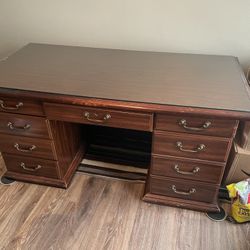 Desks - Two Glass Top Wooden