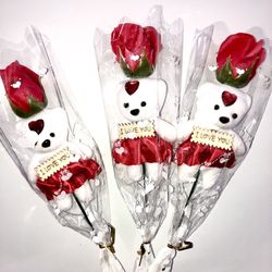3 pcs artificial rose gift bear bouquet for any occasion