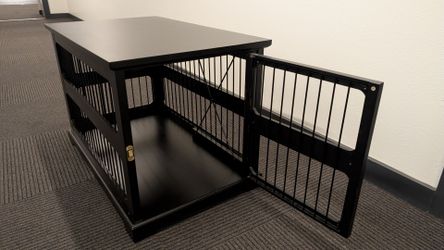Black Wood and Metal Dog Crate