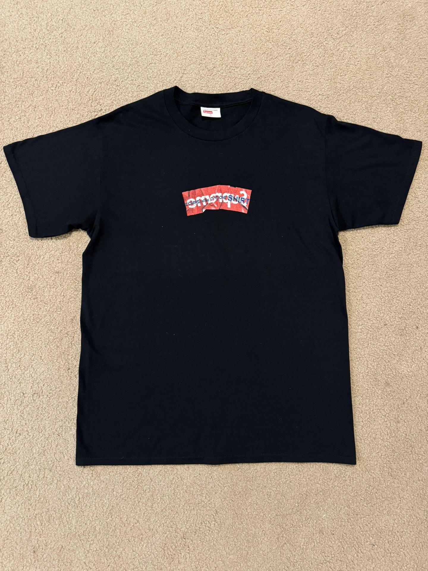 Supreme Comme Des Garcons SHIRT Box Logo Tee Black (SS17) Size X-large 