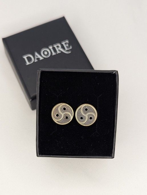 Daoire HANDMADE Sterling Silver, Triskele/Triskelion Design, Fixed Back Stud/Button cufflinks(Never Used/In Original Box)