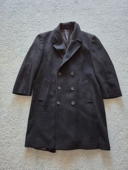 London Fog Black 100% Wool Peacoat 42 Short 3/4 Sleeve