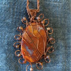 Seam Agate Wire Wrap Pendant