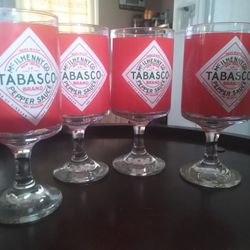 Vintage Tabasco Pepper Sauce Bloody Mary Glasses 