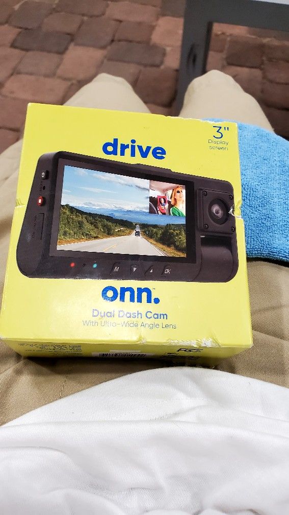 Onn, Dual Dash Cam, Black, Roughly 5"