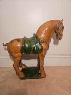 Beautiful Hand-Painted Asian Style Ceramic Horse Statue