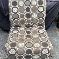 Armless Accent Chair Brown Geometric Pattern