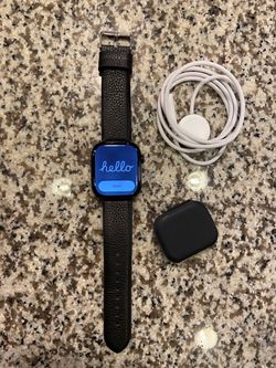 Brand New Apple Watch Series 10 GPS 46mm Jet Black Aluminum With Black Leather Vince camuto band Open to trades