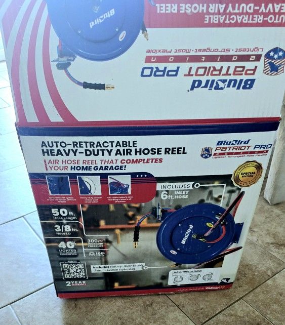 Blubird Patriot Pro Auto-Retractable Heavy Duty Air Hose Reel
