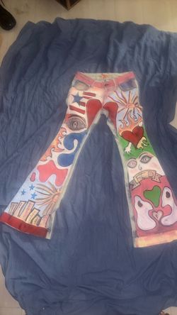 Hand-Painted Flare Jeans Custom Art