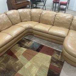 Tan Leather Sectional Sofa
