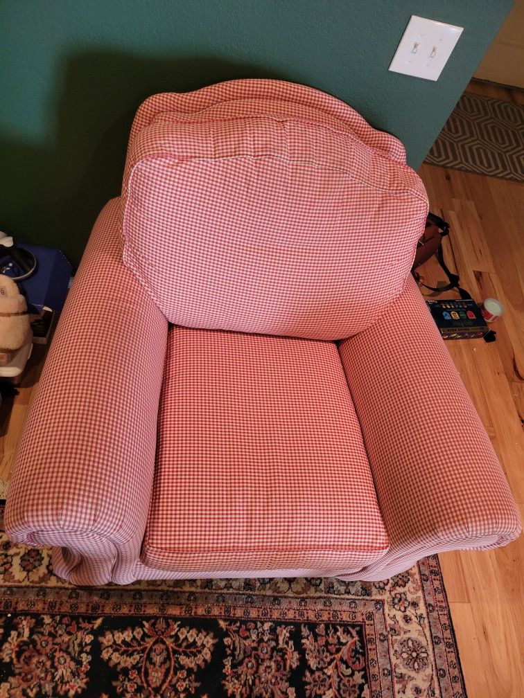 Ethan Allen Early 2000s Plaid Upholstered Armchair