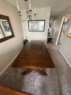 Dark Wood Farmhouse Dining Table