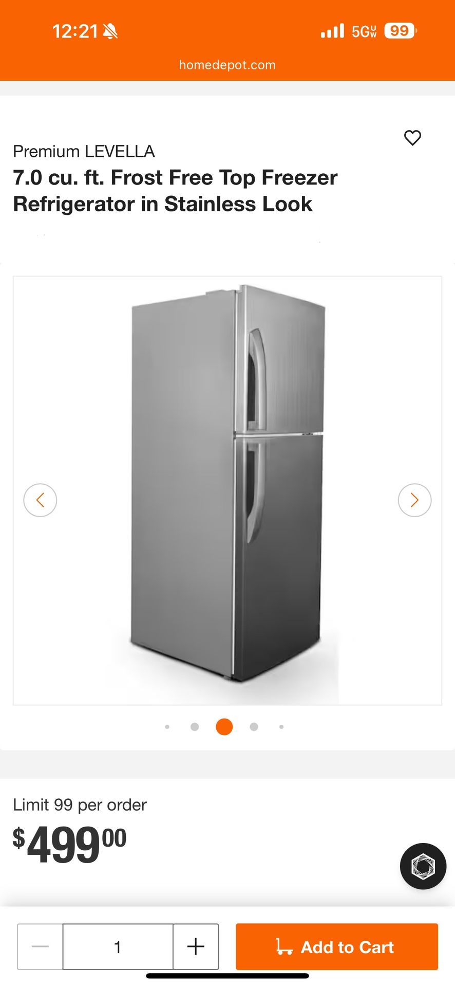 Apartment Size ( 7 Cu/ft.) Refrigerator