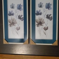2 New Framed Floral Artwork