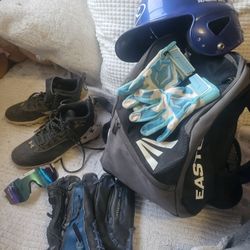 Boys Baseball Cleats, Helmet, Backback 