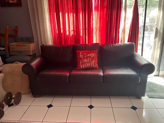 Dark Brown Leather 3-Seat Sofa