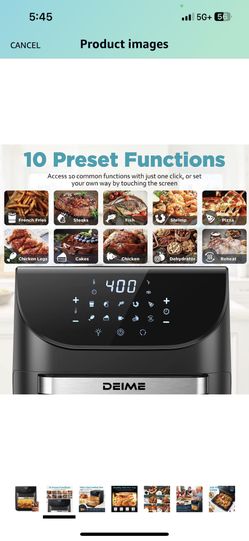 Air Fryer 12 QT 1700W Large Capacity Oilless Hot Air Fryers Oven Healthy  Cooker with 10 Presets, Visible Cooking Window, LCD Touch Screen, 6
