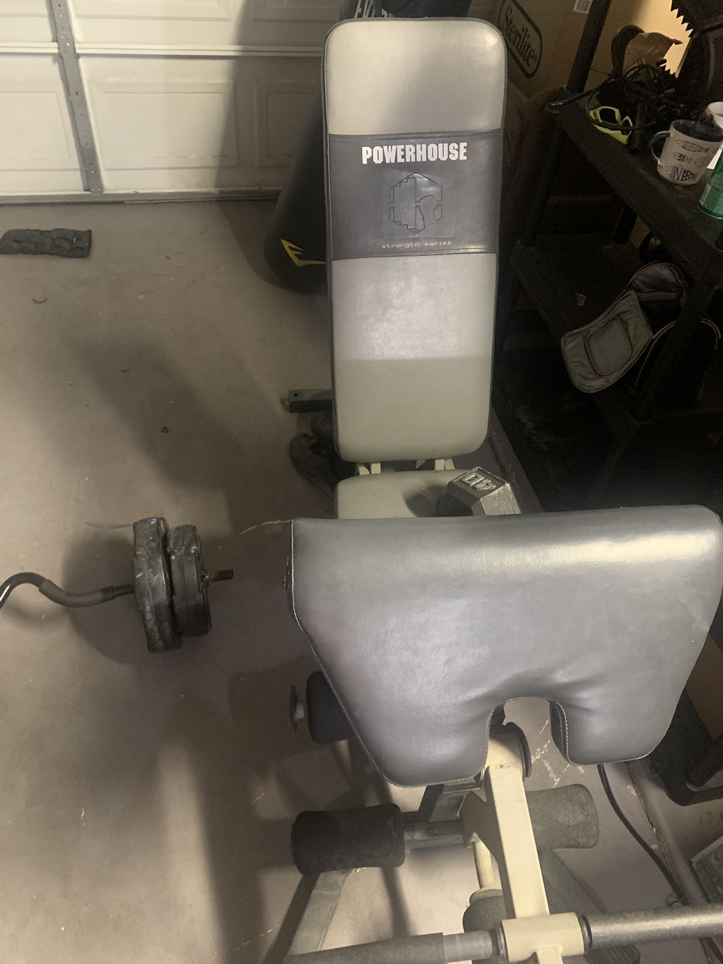 Weight Rack Plus Bench Curl Bar And Punching Bag