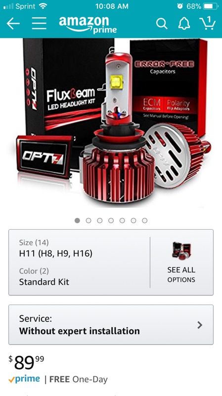 OPT7 fluxbeam LED headlight kit.
