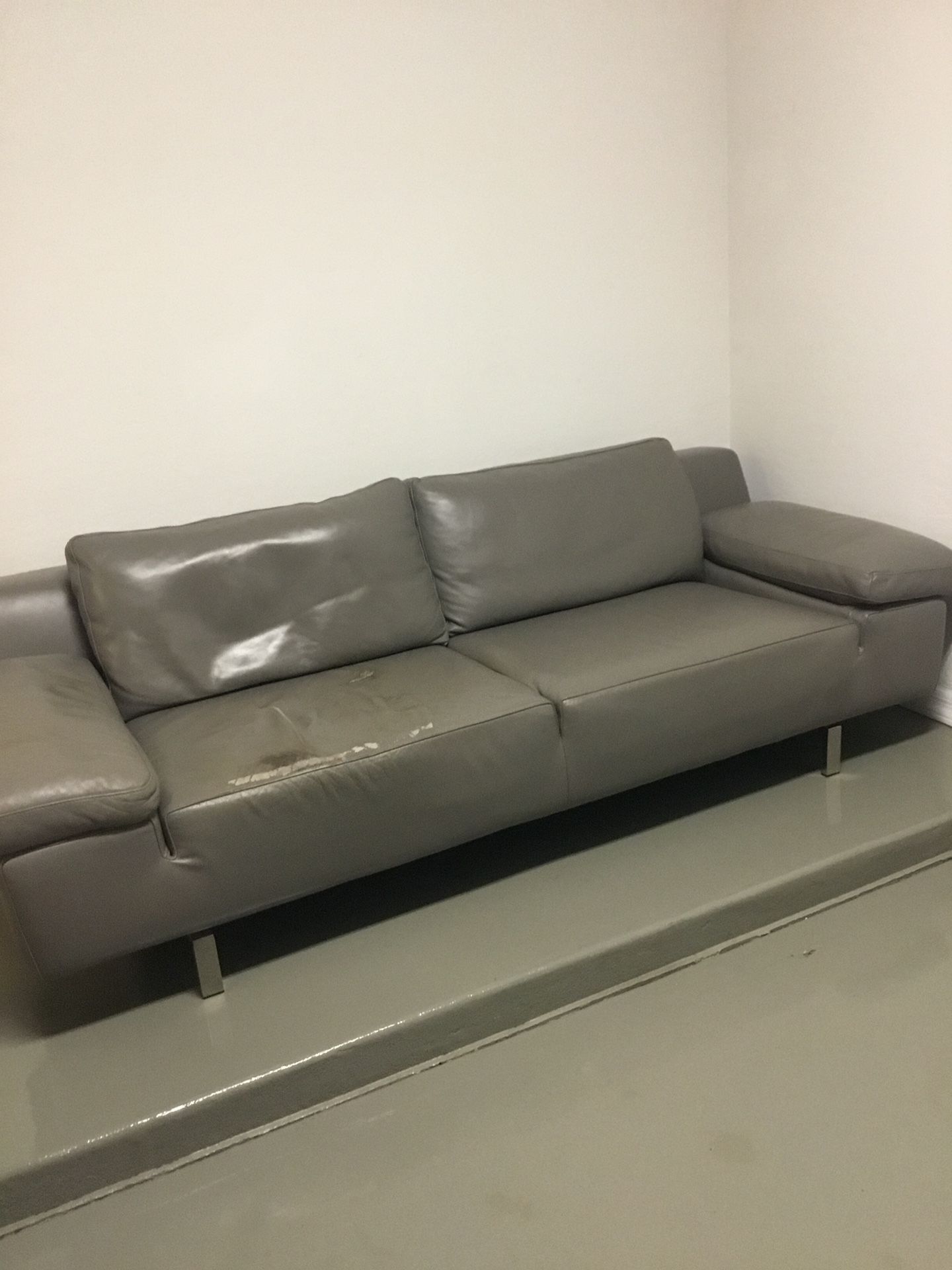Domicil German Leather Couch - Grey
