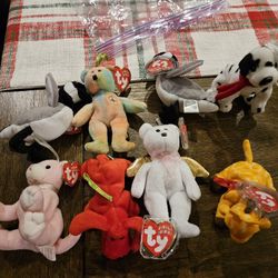 New Set Of Eight TY Beanie Ornaments 