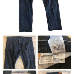 Men’s Levi 501 Straight Leg Jeans Black Size 44x31 100% Cotton