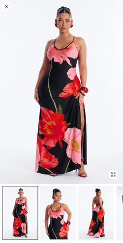 Large Taylor Strappy Back Dress - Red/Combo
