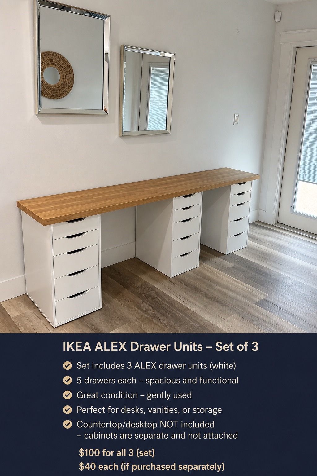 3 IKEA ALEX Drawer Units – White – $40 Each or $110 for All 3 for Sale ...