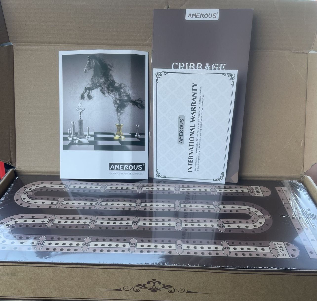 Wooden Cribbage Board Game Set with Magnetic Lock